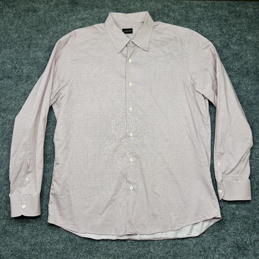 Current  Ermenegildo Zegna Shirt Size XL Long Sleeve Button Down Italy Geometric